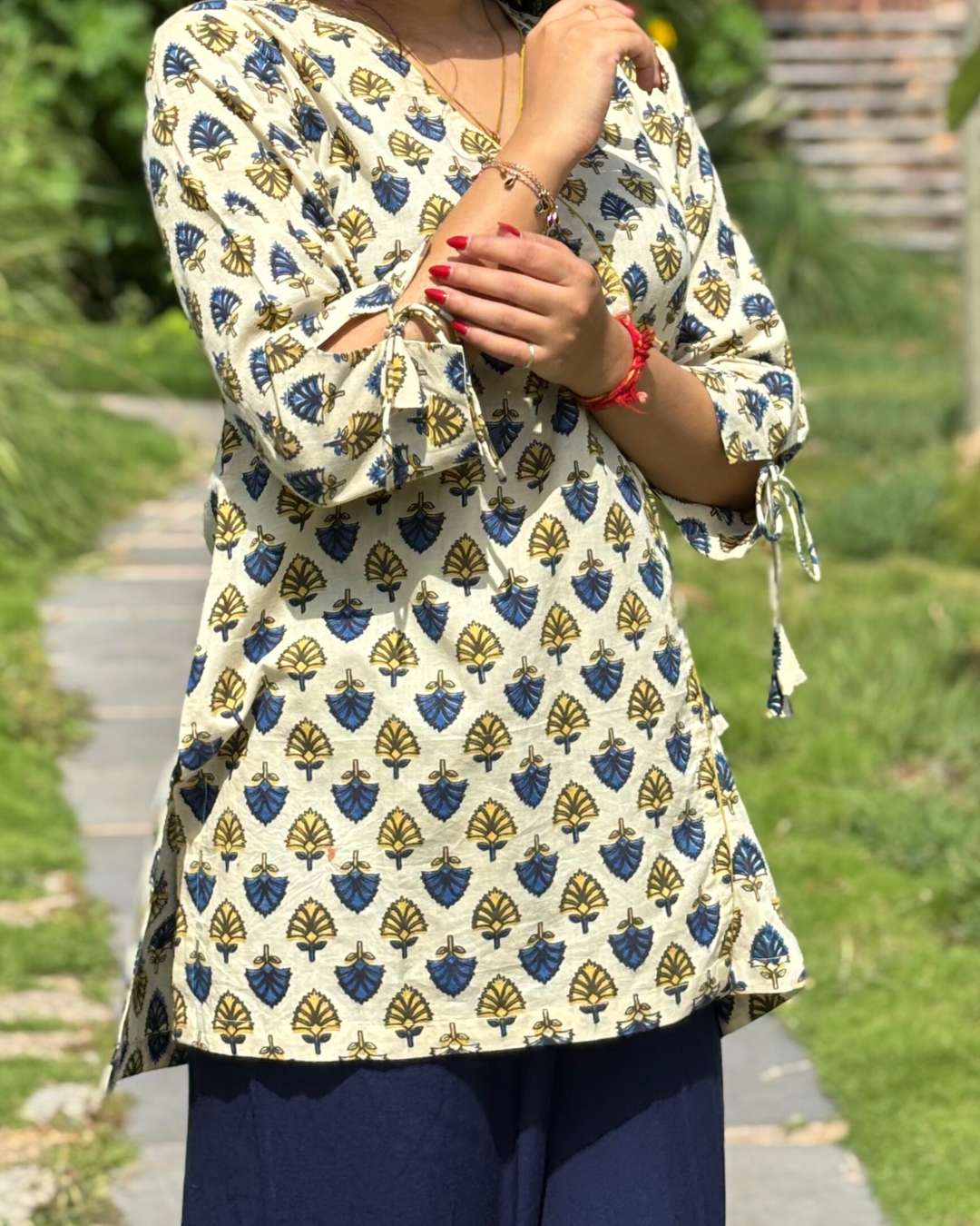 Ajrak Cotton Hand Block Printed Short Kurta