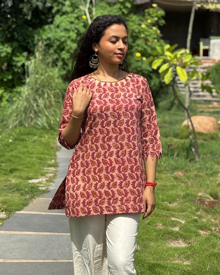 Ajrak Cotton Hand Block Printed Short Kurta