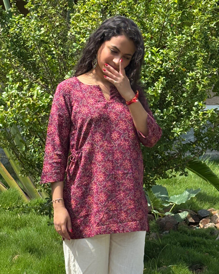 Ajrak Cotton Hand Block Printed Short Kurta