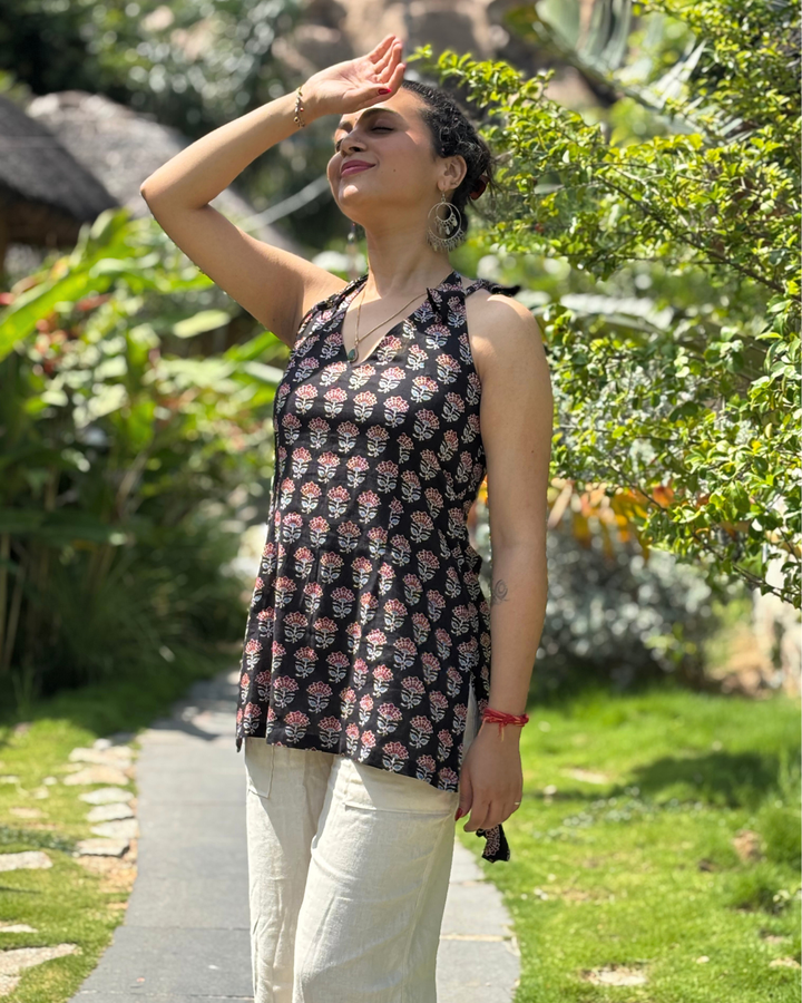 Ajrak Cotton Hand Block Printed Short Kurta