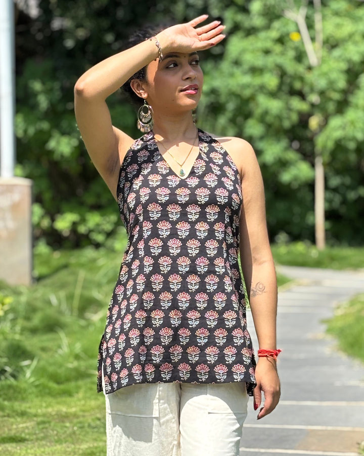 Ajrak Cotton Hand Block Printed Short Kurta