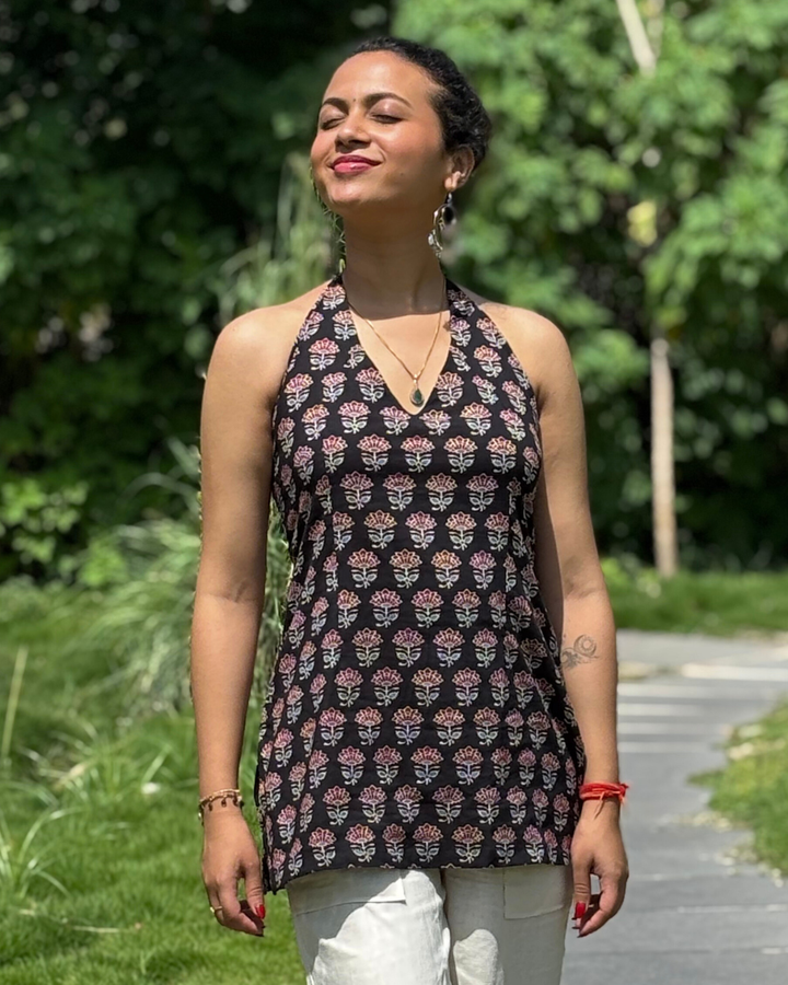 Ajrak Cotton Hand Block Printed Short Kurta