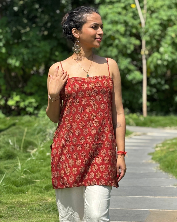 Ajrak Cotton Hand Block Printed Short Kurta