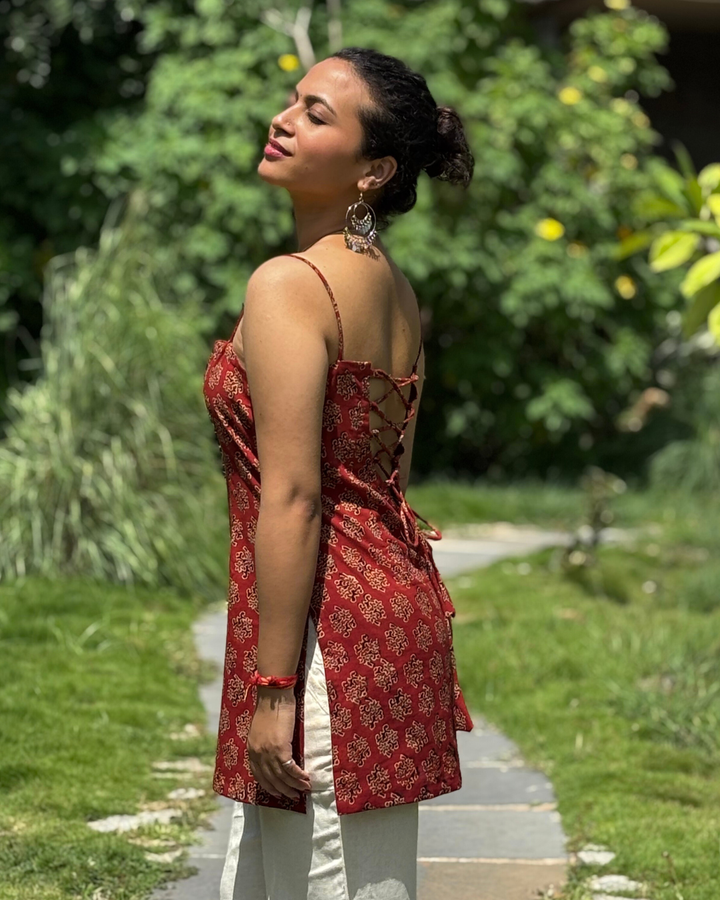 Ajrak Cotton Hand Block Printed Short Kurta