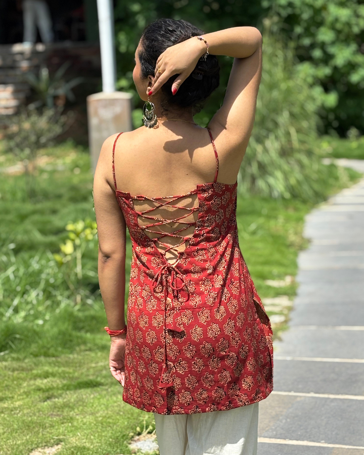 Ajrak Cotton Hand Block Printed Short Kurta