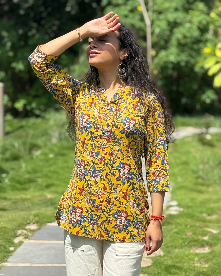 Ajrak Cotton Hand Block Printed Short Kurta