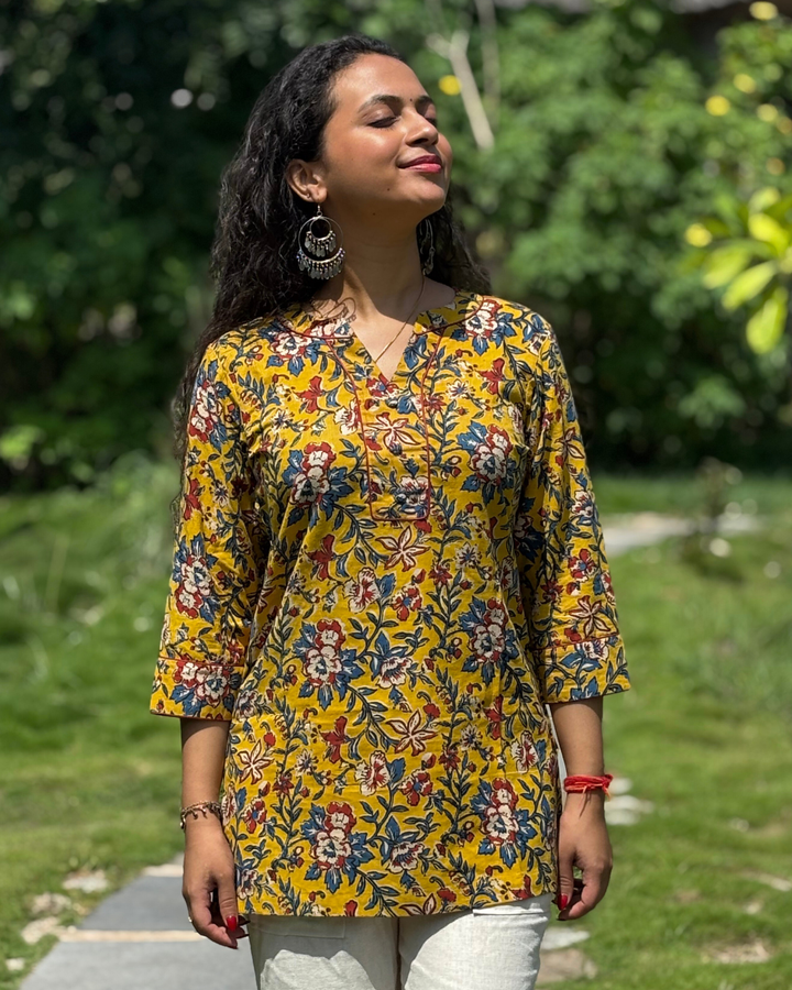 Ajrak Cotton Hand Block Printed Short Kurta