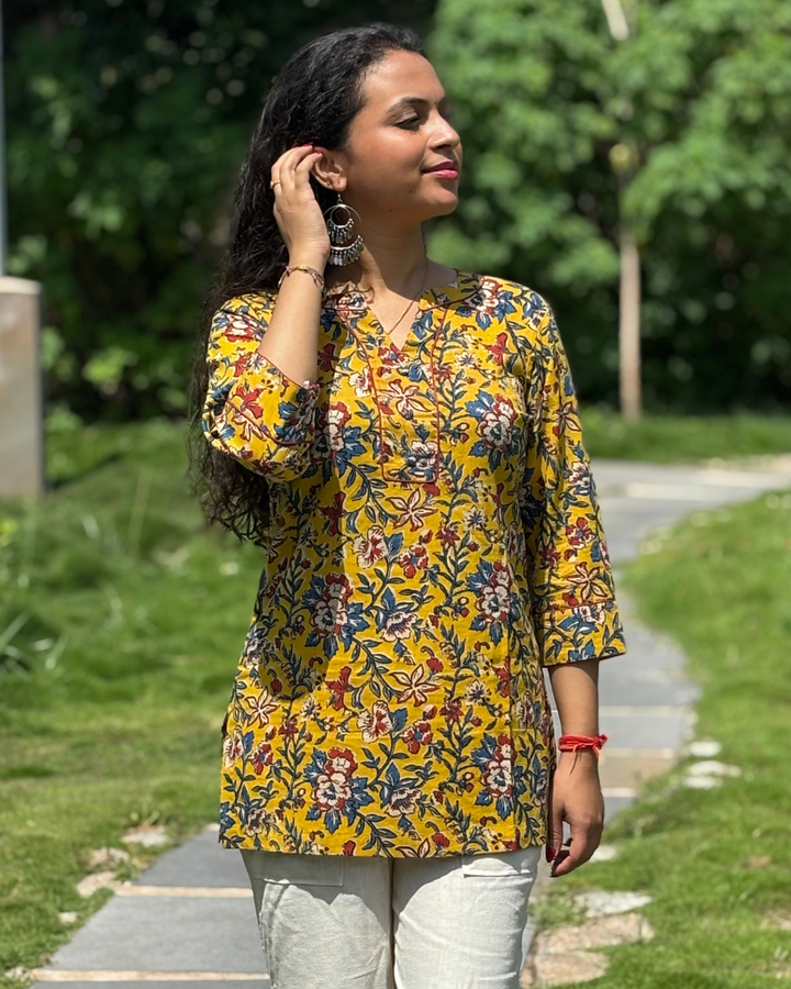 Ajrak Cotton Hand Block Printed Short Kurta