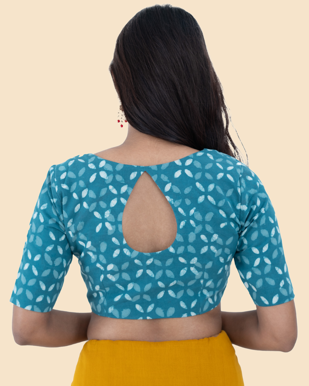 Blue Cotton Dabu Hand Block Printed Blouse