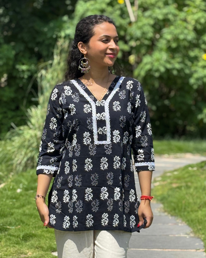 Ajrak Cotton Hand Block Printed Short Kurta