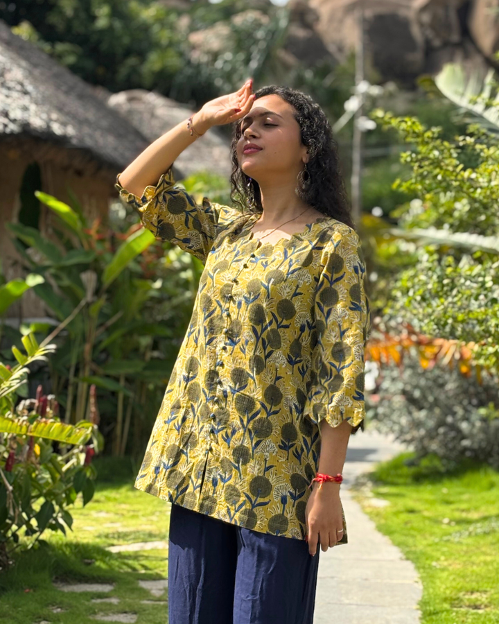 Ajrak Cotton Hand Block Printed Short Kurta