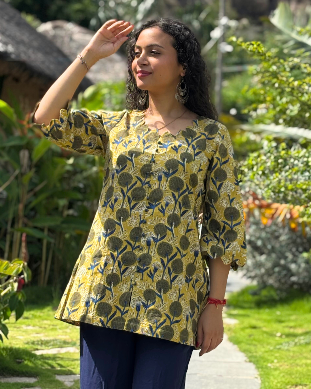 Ajrak Cotton Hand Block Printed Short Kurta