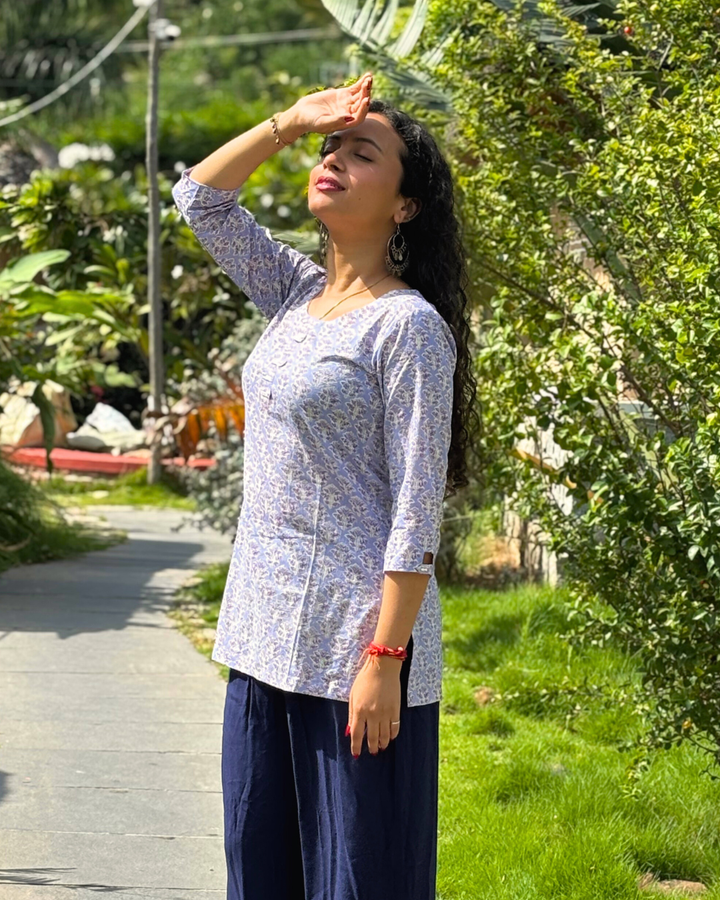 Ajrak Cotton Hand Block Printed Short Kurta