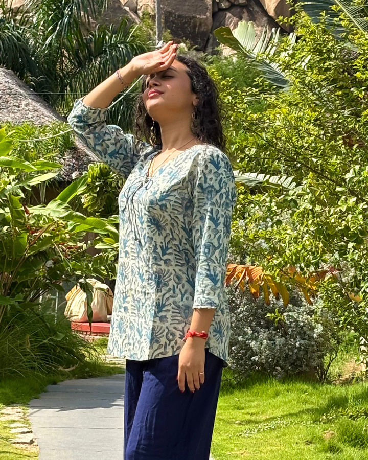 Ajrak Cotton Hand Block Printed Short Kurta