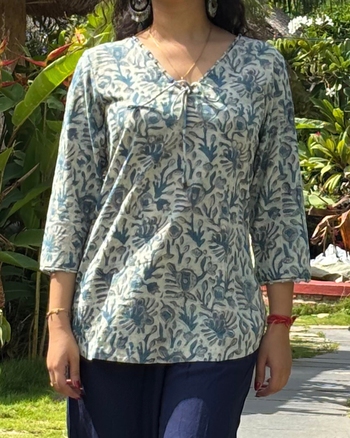 Ajrak Cotton Hand Block Printed Short Kurta